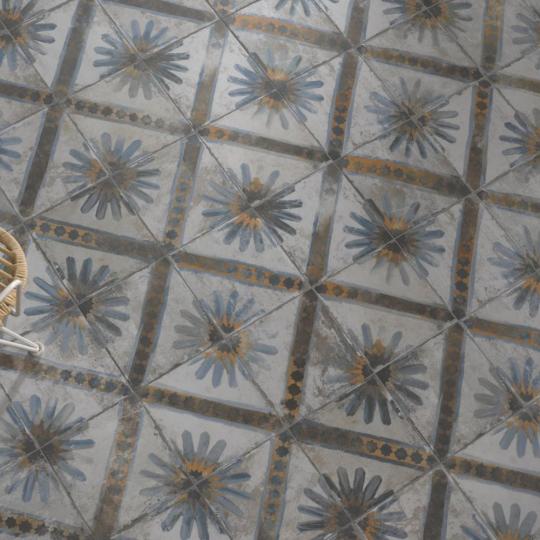kek mintas vintage csempe nappali konyha viragos fiatalos koptatott antikolt paraszthaz burkolat felujitas portugal csempek lameridiana lakberendezes.jpg